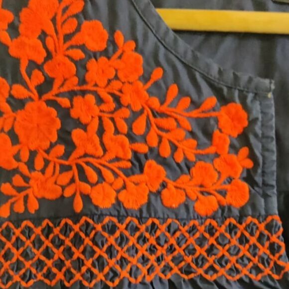 J. Crew Dark Blue Dress with Bright Red Embroidery Size S - Picture 7 of 10